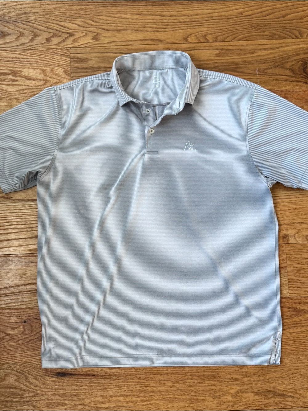 Men's Large - Rhoback Light Grey Striped Performance Polo